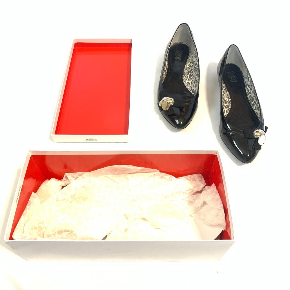 Black leather COACH ballerina flats sz 10